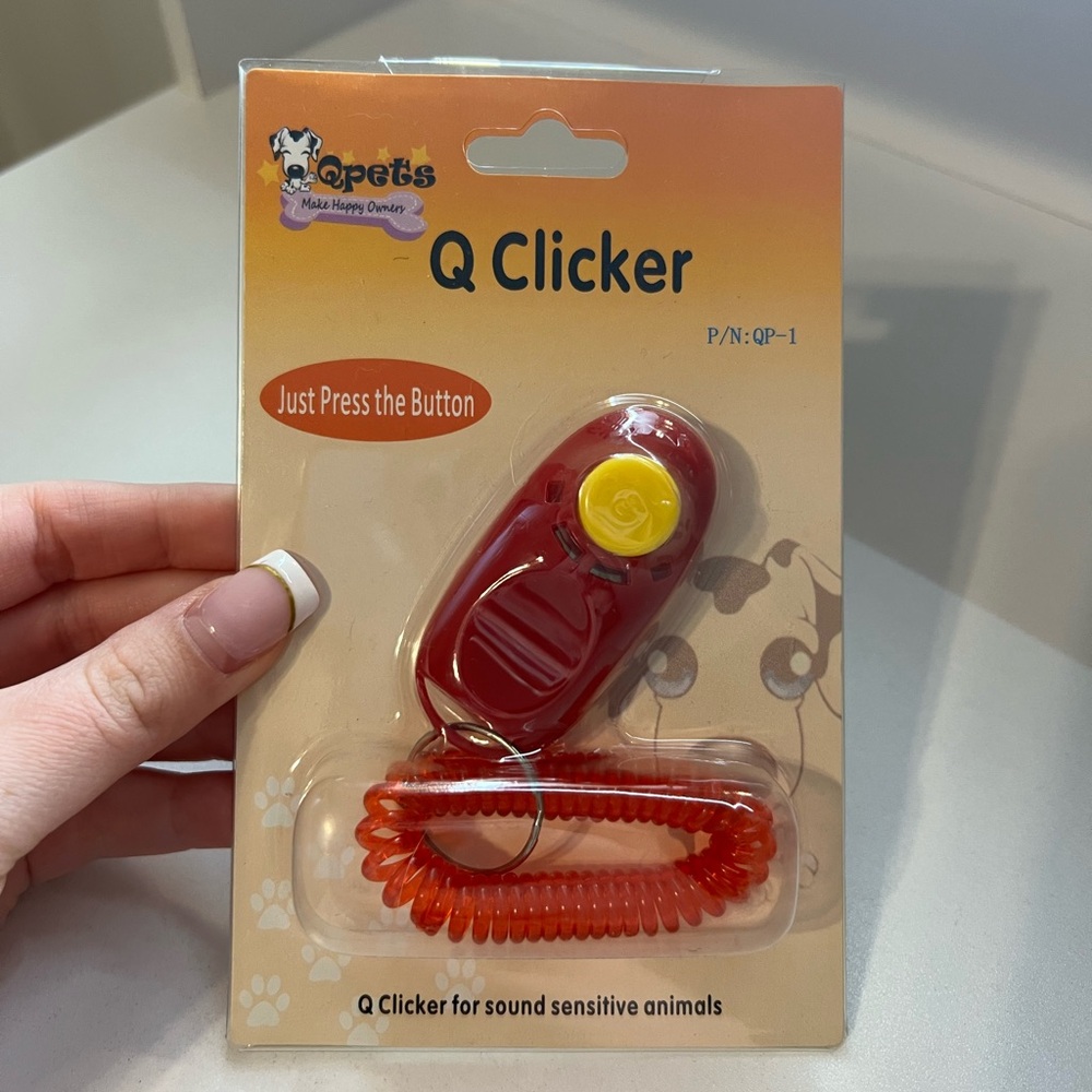 Qpets Red Q Clicker with Yellow Button